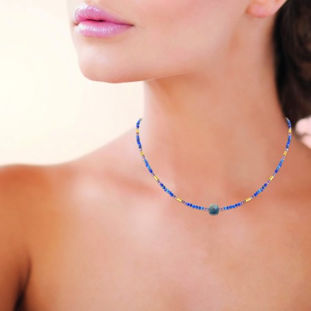 Collier Lolite, hématite et perle de Miyuki acier doré - Bijouterie La Petite Française
