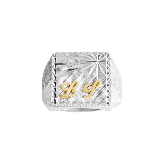 Chevalière argent, initiales Or 18 carats jaune - Bijouterie La Petite Française