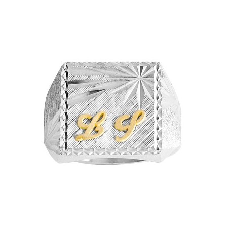 Chevalière argent, initiales Or 18 carats jaune - Bijouterie La Petite Française
