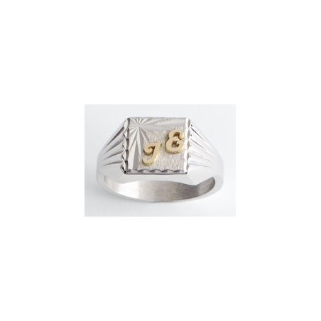 Chevalière Florent argent et initiale Or 18 carats jaune 