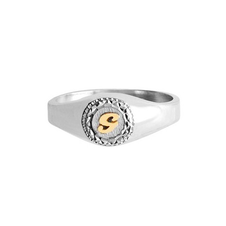 Chevalière Rieul argent, initiale Or 18 carats jaune 
