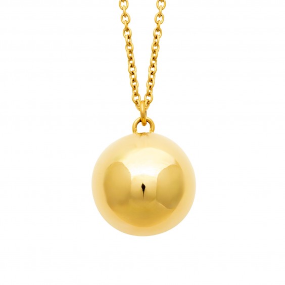 Collier sautoir boule bola acier doré - 16 MM - Bijouterie La Petite Française