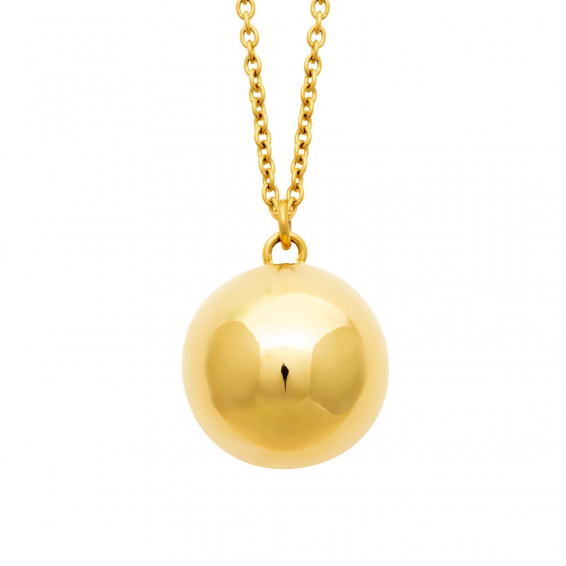 Collier sautoir boule bola acier doré - 16 MM - Bijouterie La Petite Française