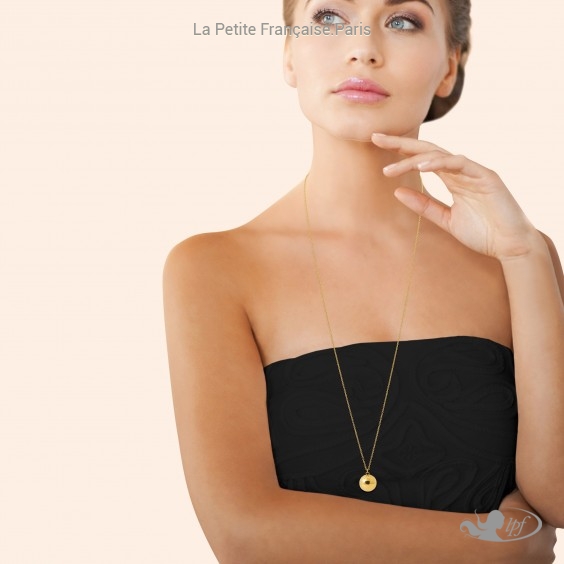 Collier sautoir boule bola acier doré - 16 MM - Bijouterie La Petite Française