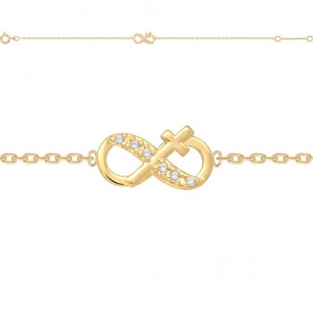 Bracelet infini croix plaqué or et ziconiums - Bijouterie La Petite Française