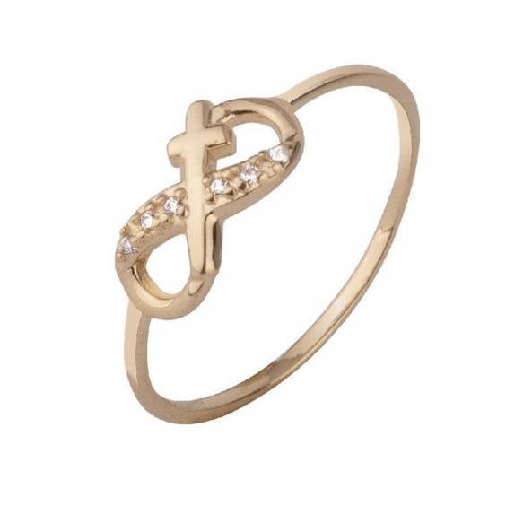 Bague infini croix plaqué or et zirconiums - Bijouterie La Petite Française
