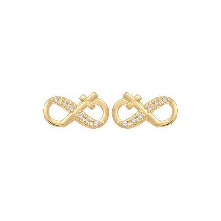 Boucles d'oreilles infini croix plaqué or et zirconiums - Bijouterie La Petite Française