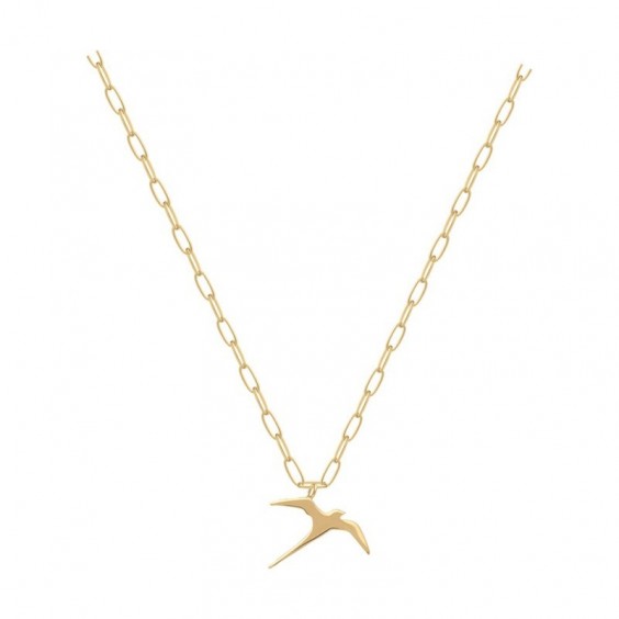 Collier Oiseau Paille-en-queue plaqué or 