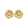 Boucles d'oreilles puces fleur Pâquerette acier doré 