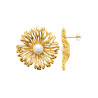 Boucles d'oreilles puces fleur Pâquerette acier doré 