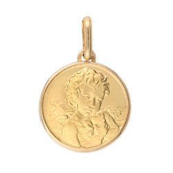 Médaille ange Cupidon - 18 mm - Or 9 carats  