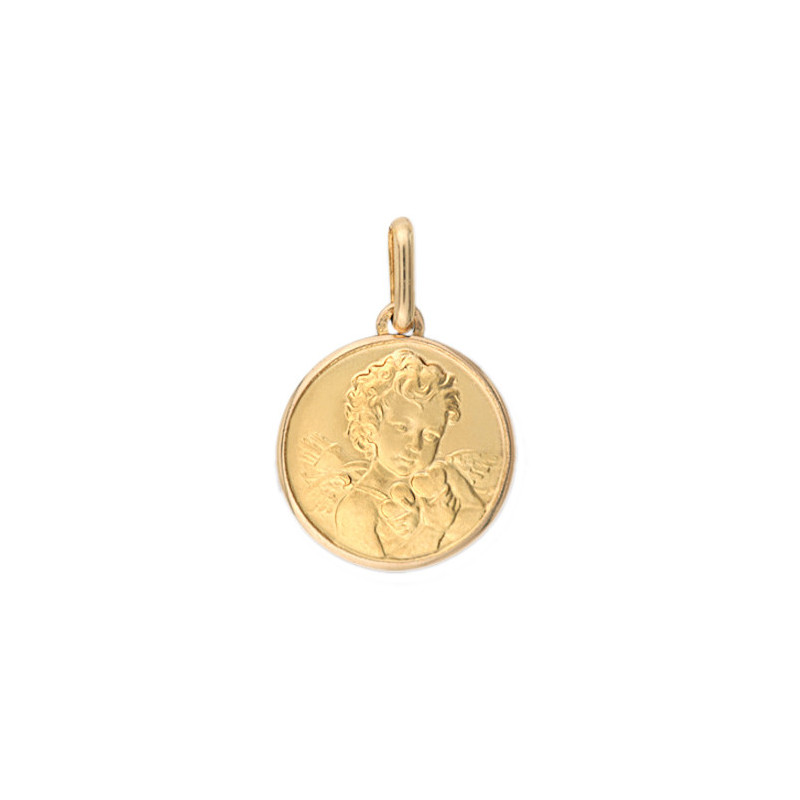 Médaille ange Cupidon - 18 mm - Or 9 carats  