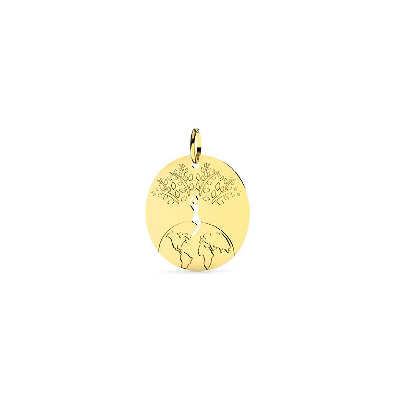 Pendentif monde et arbre de vie Or 9 carats  - 22 MM - Bijouterie La Petite Française