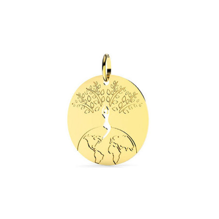 Pendentif monde et arbre de vie Or 9 carats  - 22 MM - Bijouterie La Petite Française