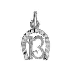 Pendentif fer à cheval et 13 Or 9 carats gris - Bijouterie La Petite Française