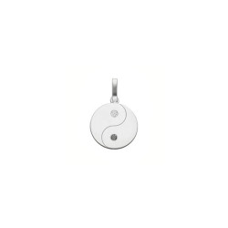 Pendentif Ying-Yang Or 9 carats  - diamants blanc et noir - 12 MM - Bijouterie La Petite Française