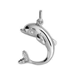 Pendentif dauphin diamants Or 9 carats  - Bijouterie La Petite Française