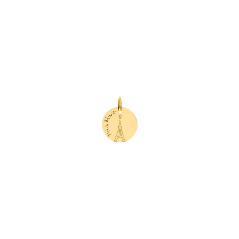 Médaille né à Paris et tour Eiffel Or 9 carats