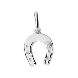 Pendentif fer à cheval avec diamant Or 9 carats  12x10 MM - Bijouterie La Petite Française