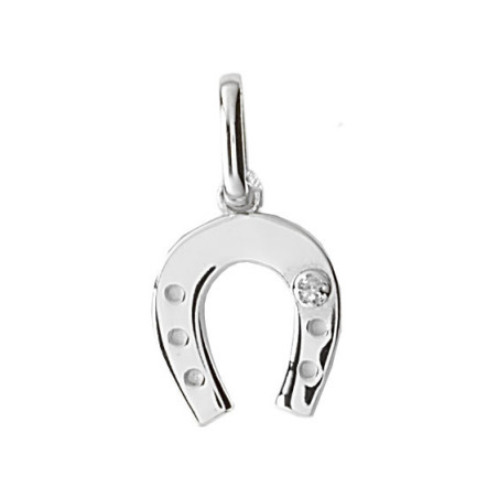 Pendentif fer à cheval avec diamant Or 9 carats  12x10 MM - Bijouterie La Petite Française