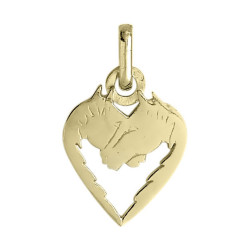Pendentif coeur 2 chevaux Or 9 carats  - Bijouterie La Petite Française