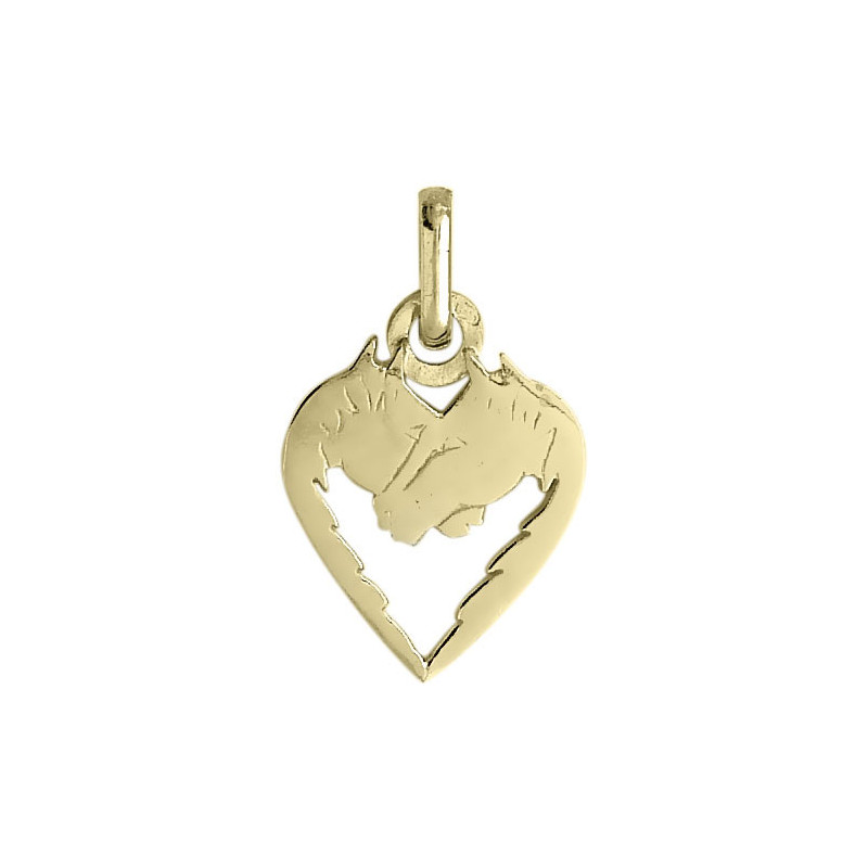 Pendentif coeur 2 chevaux Or 9 carats  - Bijouterie La Petite Française