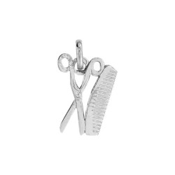 Pendentif ciseaux et peigne de coiffeur  Or 9 carats  gris - Bijouterie La Petite Française