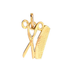 Pendentif ciseaux et peigne de coiffeur  Or 9 carats  jaune - Bijouterie La Petite Française