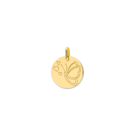Pendentif papillon et coeurs Or 9 carats