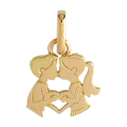 Pendentif amoureux et coeur Or 9 carats  