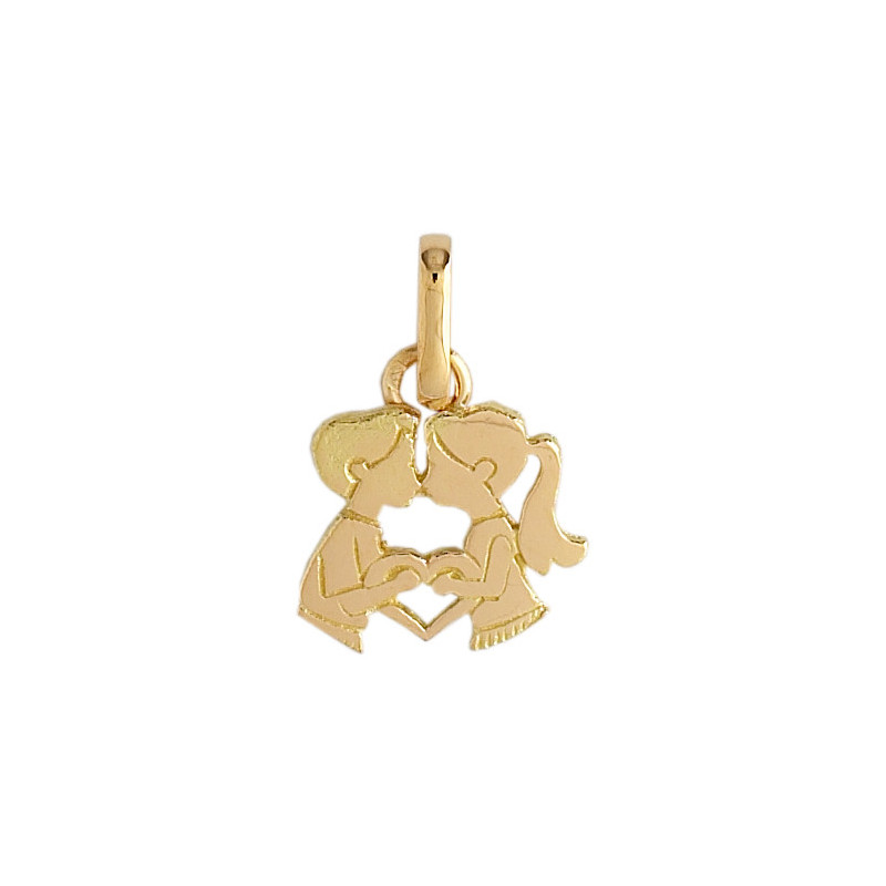 Pendentif amoureux et coeur Or 9 carats  