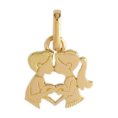 Pendentif amoureux et coeur Or 9 carats  