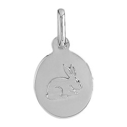 Médaille lapin ovale Or 9 carats  