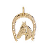 Pendentif fer et tête de cheval Or 9 carats  37 MM - Bijouterie La Petite Française