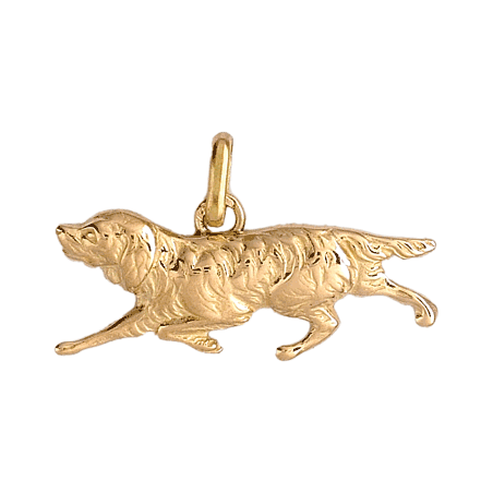Pendentif chien de chasse Or 9 carats  - 12 MM 