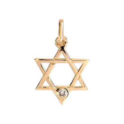 Pendentif Etoile de David diamant Or 9 carats  