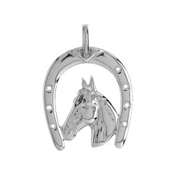 Pendentif fer et tête de cheval Or 9 carats  37 MM - Bijouterie La Petite Française
