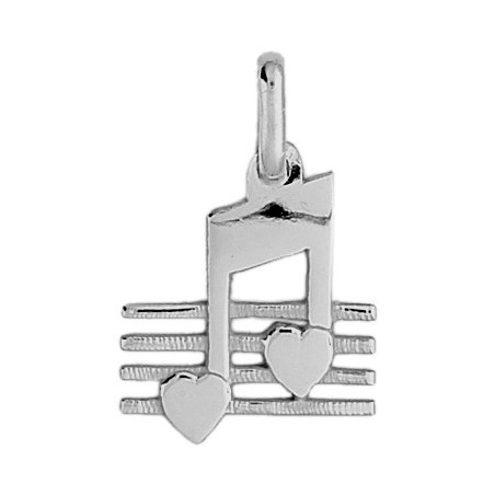 Pendentif double croche et partition Or 9 carats  