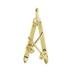 Pendentif paire de ski Or 9 carats  - Bijouterie La Petite Française