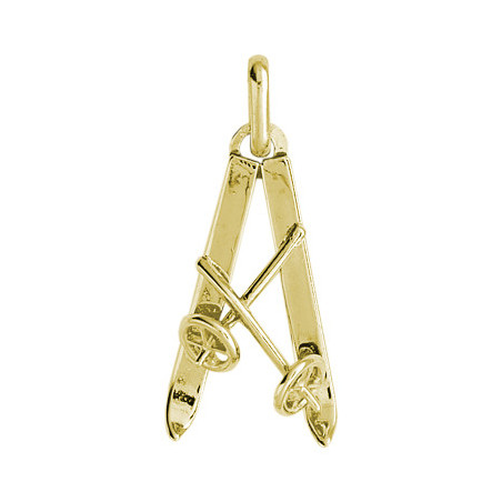 Pendentif paire de ski Or 9 carats  - Bijouterie La Petite Française