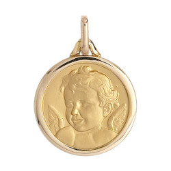 Médaille ange - 21 mm - Or 9 carats  