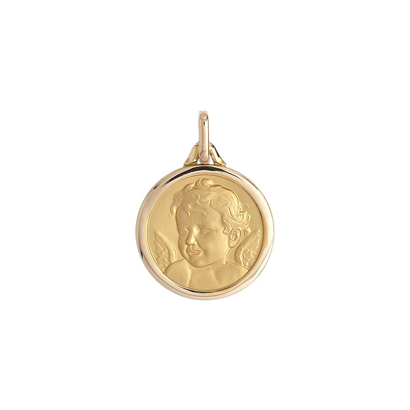 Médaille ange - 21 mm - Or 9 carats  