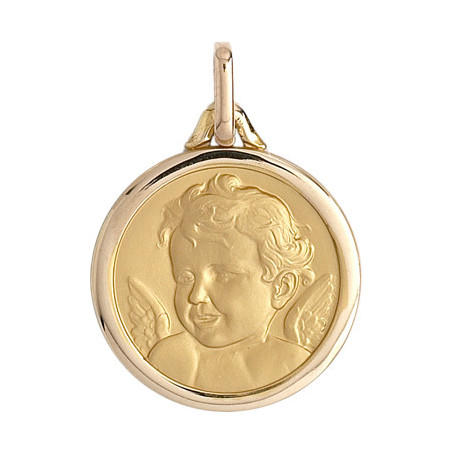 Médaille ange - 21 mm - Or 9 carats  