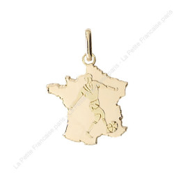 Pendentif carte de France avec footballeur Or 9 carats  