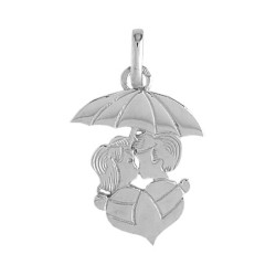 Pendentif amoureux sous parapluie et coeur Or 9 carats  
