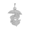 Pendentif amoureux sous parapluie et coeur Or 9 carats  