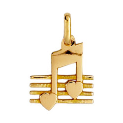Pendentif double croche et partition Or 9 carats  
