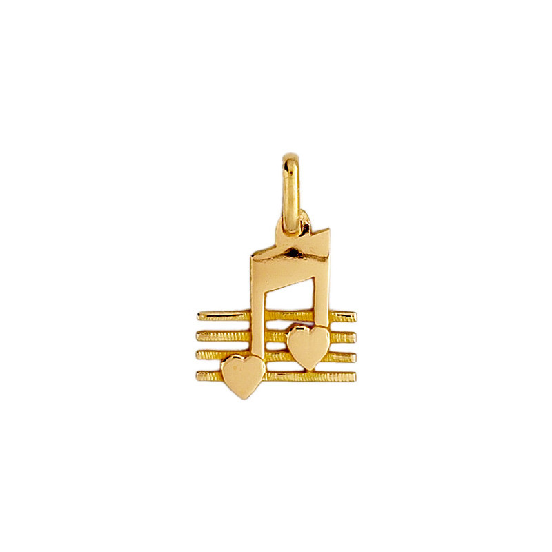 Pendentif double croche et partition Or 9 carats  