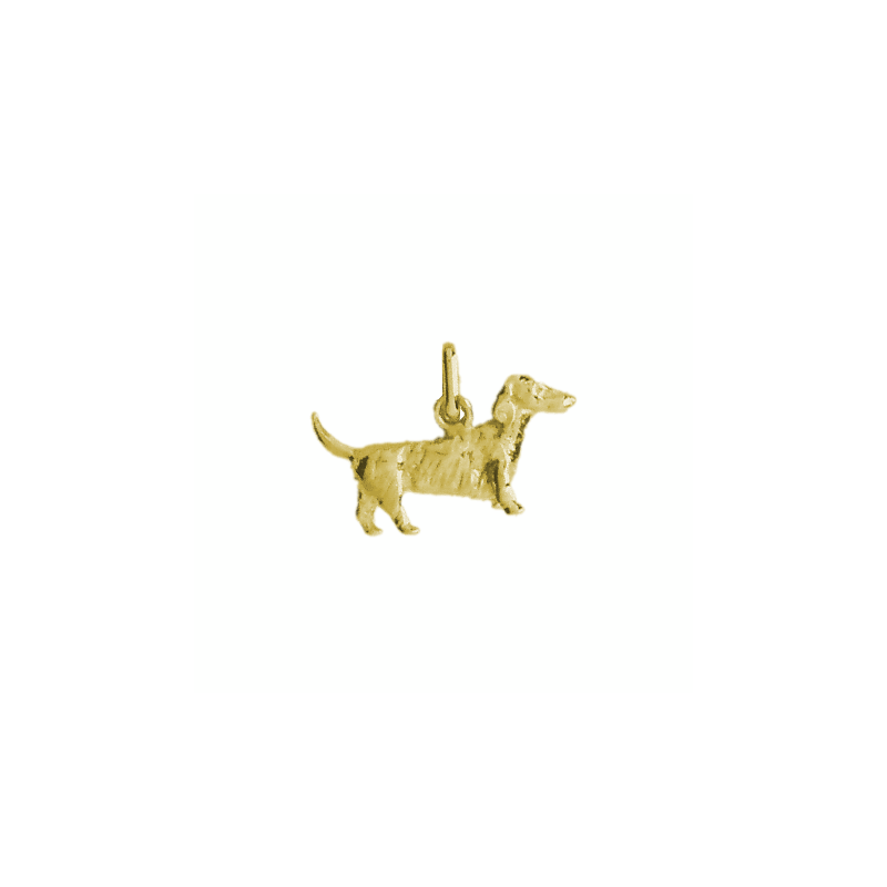 Pendentif chien Teckel Or 9 carats  - 13 MM 