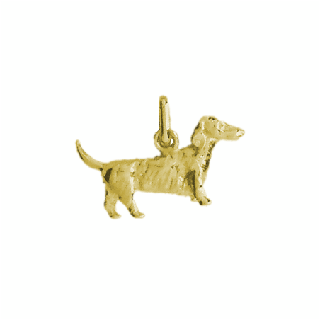 Pendentif chien Teckel Or 9 carats  - 13 MM 